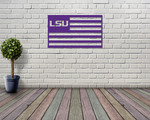 LSU Louisiana State University Metal Logo Flag Wall Sign Geaux Tigers