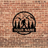 Bigfoot Sasquatch Monogram Family Name Personalized Sign