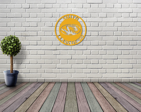Missouri University Tiger Circle Monogram Metal Personalized Sign