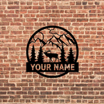 Elk Mountains Monogram Family Name Personalized Metal Sign