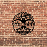 Tree of Life Family Name Personalized Metal Monogram Sign